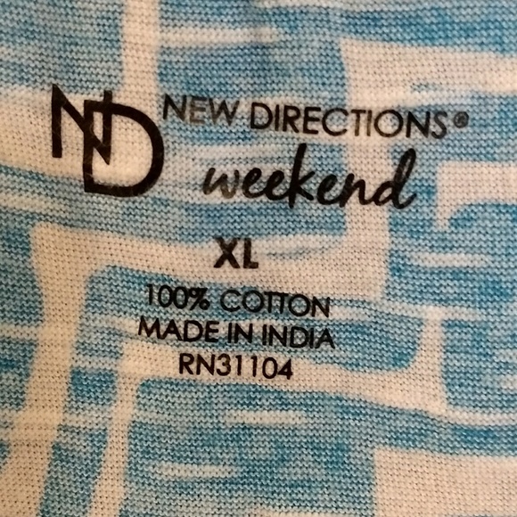 New Directions Blue/White Blouse Size XL (Z0494) - Picture 2 of 3